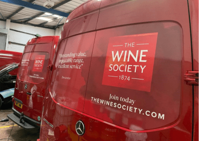 backside of wine society vans